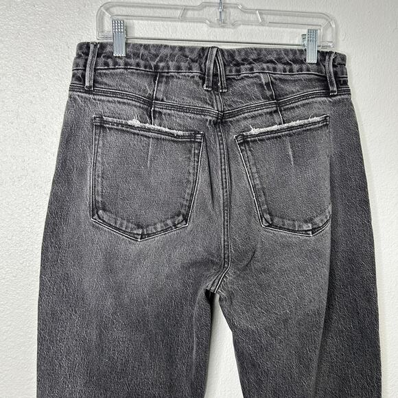 Good American Womens Darted Distressed High Waist Black Straight Jeans 8/29 - Picture 9 of 12